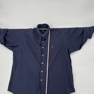 Ralph Lauren Dark Blue Plaid Button Down Shirt 
002